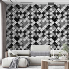 Papel De Parede Adesivo Geometrico Branco E Preto - 3,0m