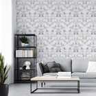 Papel De Parede Adesivo Geométrico Cinza 02763 Rolo 0,48x3m