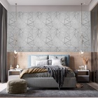 Papel De Parede Adesivo Geométrico Cinza Escuro Vinilico 12m