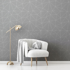 Papel De Parede Adesivo Geométrico Cinza Fio Branco 15m