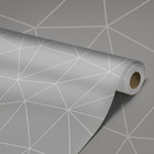 Papel De Parede Adesivo Geométrico Cinza Fio Branco 3m