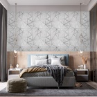 Papel De Parede Adesivo Geométrico Cinza Lavável 3m