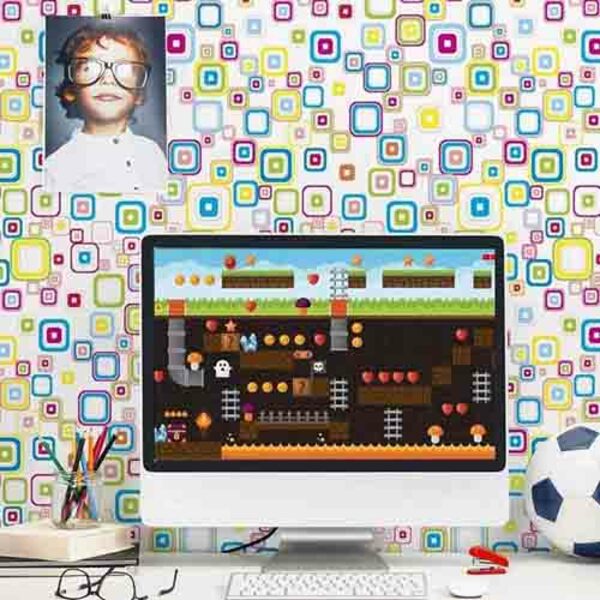 Papel De Parede Adesivo Geométrico Colorido 854