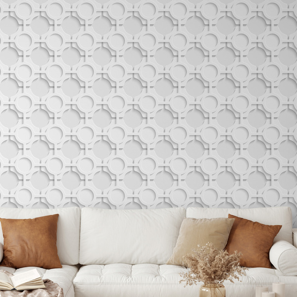 Papel De Parede Adesivo Geométrico Efeito Circular 3d Sala