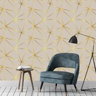 Papel De Parede Adesivo Geométrico Fendi E Dourado - 3,00m