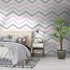 Papel De Parede Adesivo Geométrico Linhas Branco Rosa Cinza 1