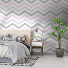 Papel De Parede Adesivo Geométrico Linhas Branco Rosa Cinza 1