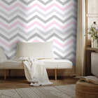 Papel De Parede Adesivo Geométrico Linhas Branco Rosa Cinza 9