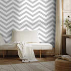 Papel De Parede Adesivo Geométrico Linhas Cinza E Branco 6mx5