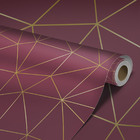 Papel De Parede Adesivo Geométrico Terracota Fios Gold 12m