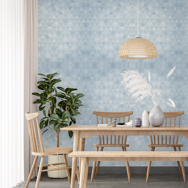 Papel De Parede Adesivo Geométrico Triângulo Azul - 3,0m