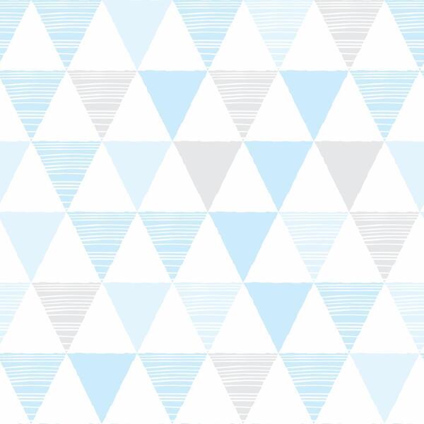 Papel De Parede Adesivo Geométrico Triângulos Azul Cinza 3mx5