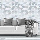 Papel De Parede Adesivo Geométrico Triângulos Cinza Quarto 2,