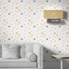 Papel De Parede Adesivo Granilite Azul Laranja Branco Sala