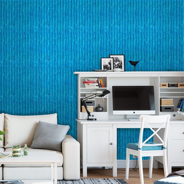 Papel De Parede Adesivo Industrial Azul 6m