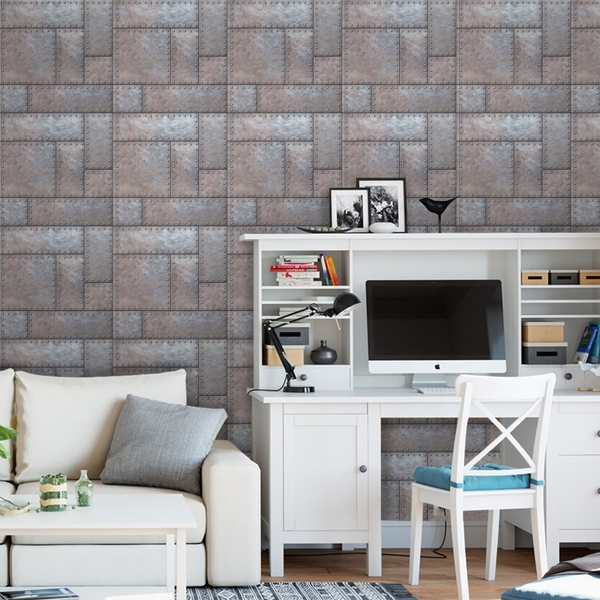 Papel De Parede Adesivo Industrial Chapa Aço 3m