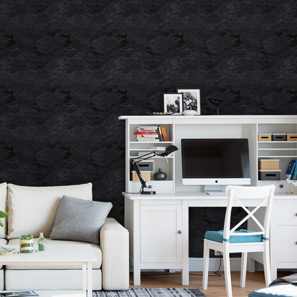 Papel De Parede Adesivo Industrial Cimento Negro 2 12m