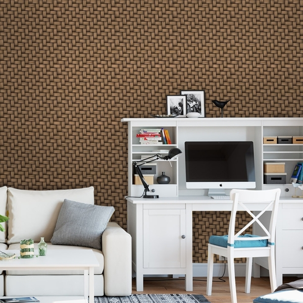 Papel De Parede Adesivo Industrial Madeira Trançada 15m