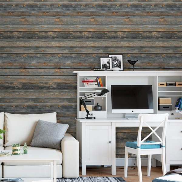 Papel De Parede Adesivo Industrial Tábua Rustica 18m