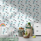 Papel De Parede Adesivo Infantil  Menino Dinossauros Azul 1mx