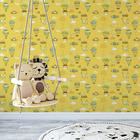 Papel De Parede Adesivo Infantil Amarelo  Balões  Casinhas  E
