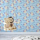 Papel De Parede Adesivo Infantil Azul Cavalinho Colorido  Flo