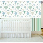 Papel De Parede Adesivo Infantil Balão Listras Verde 300x52cm