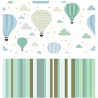 Papel De Parede Adesivo Infantil Balão Listras Verde 300x52cm