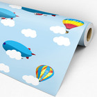 Papel De Parede Adesivo Infantil Balões  Foguete Colorido Fos