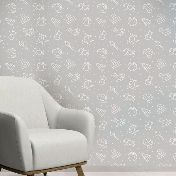 Papel De Parede Adesivo Infantil Brinquedos 60x300cm