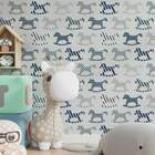 Papel De Parede Adesivo Infantil Cavalos De Brinquedos 60x300