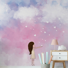 Papel De Parede Adesivo Infantil Céu Rosa E Azul Para Menina