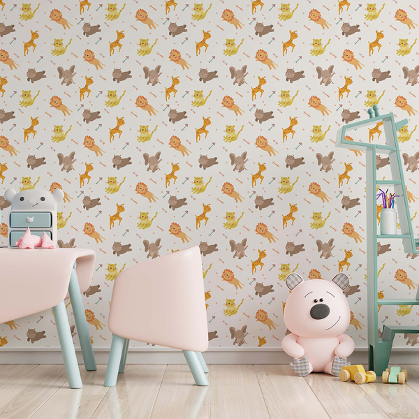 Papel De Parede Adesivo Infantil Desenho Animais 2,80m