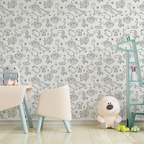 Papel De Parede Adesivo Infantil Desenho Animais Linha 2,80m