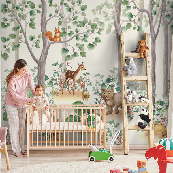 Papel De Parede Adesivo Infantil Floresta Encantada Quarto