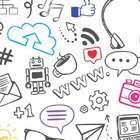 Papel De Parede Adesivo Infantil Media Social Fundo Branco De