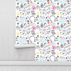 Papel De Parede Adesivo Infantil Media Social Fundo Branco De