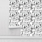 Papel De Parede Adesivo Infantil Media Social Preto Branco