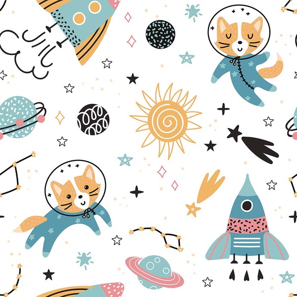 Papel De Parede Adesivo Infantil Menino Astronauta Espaço 9mx