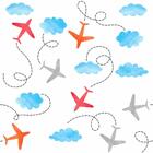 Papel De Parede Adesivo Infantil Menino Aviões E Nuvens 9mx50