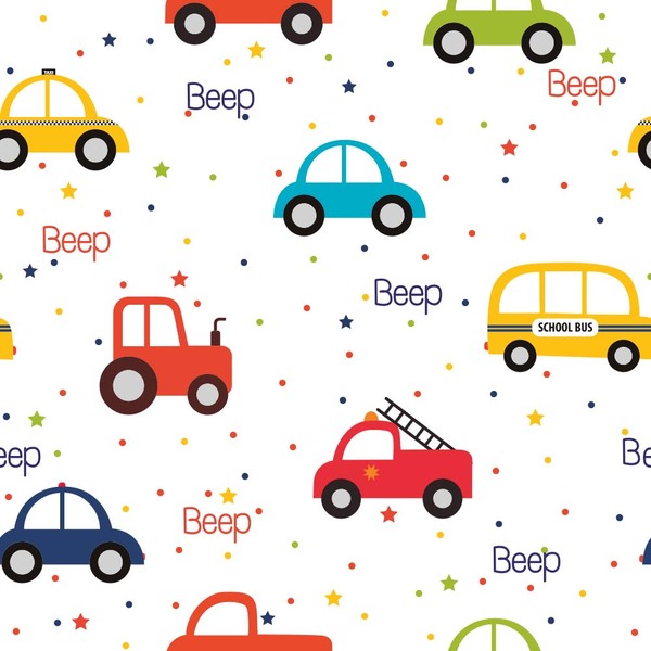 Papel De Parede Adesivo Infantil Menino Carros Coloridos 9mx5