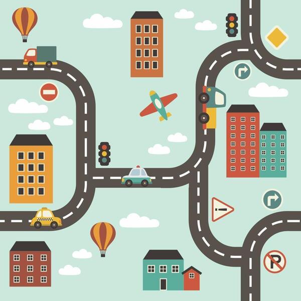 Papel De Parede Adesivo Infantil Menino Cidade Ruas E Carros