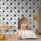 Papel De Parede Adesivo Infantil Menino Dinossauro Verde 9mx5