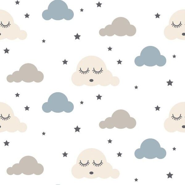 Papel De Parede Adesivo Infantil Menino Nuvem Chuva De Amor 1