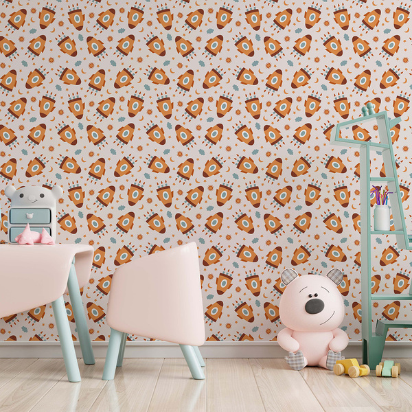 Papel De Parede Adesivo Infantil Naves Céu Estrelas 2,80m