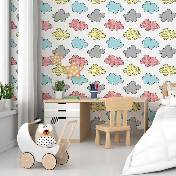 Papel De Parede Adesivo Infantil Nuvens N015143 0,58x3,00m