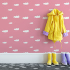 Papel De Parede Adesivo Infantil Rosa  Nuvens Brancas  Fosco