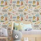 Papel De Parede Adesivo Infantil Safári Animais Coloridos -60