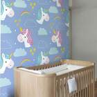 Papel De Parede Adesivo Infantil Unicórnios Coloridos - 60x30