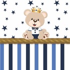 Papel De Parede Adesivo Infantil Ursinho Listra Azul 300x52cm